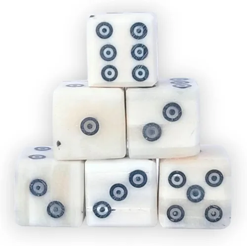 Miniatura 3 de D6 Juego de 6 dados vikingos/medievales para apuestas (9/16 pulgadas o 0.551-0.591 in) de grosor (hueso, 0.551 in)