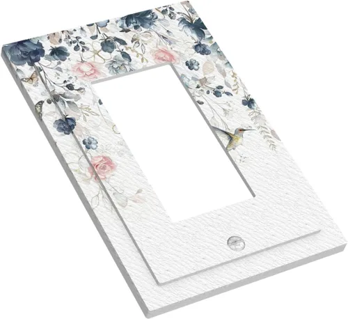 Miniatura 215 de Decorative Outlet Covers Blue Background White Cat Daisy Floral 2-Gang 1-Gang Wall Plate Single Toggle/Rocker Farmhouse Style Light Switch Covers