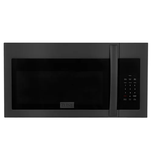 ZLINE - Horno microondas de convección en acero inoxidable negro con mango moderno y sensor de cocción