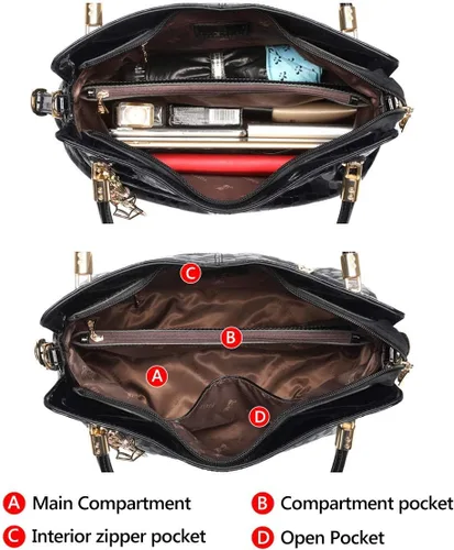 Miniatura 4 de Bolso de mano de cuero genuino para mujer, bolso de mano grande de trabajo con asa superior, bolso de hombro para mujer