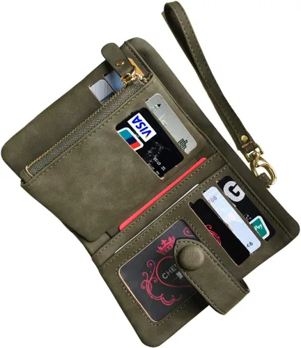 Miniatura 5 de AOXONEL Women's Small Bifold Leather wallet Rfid blocking Ladies Wristlet with Card holder id window Coin Purse
