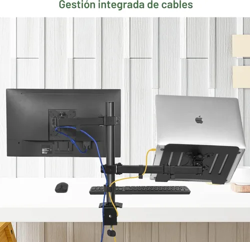 Miniatura 5 de UPGRAVITY Soporte para monitor y portátil, brazo de monitor con bandeja ventilada para pantallas LCD de computadora de 13 a 27 pulgadas y portátiles