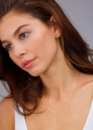 Miniatura 4 de CHESKY - Gargantilla de oro para mujer, chapado en plataoro de 14 quilates, gargantilla de cuentas satélite, delgada, de moda, collares de clip