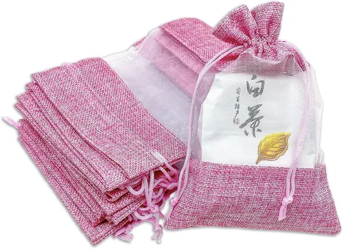 Miniatura 22 de Paquete de 12 bolsas de regalo medianas de lino, arpillera y organza con cordones (5 x 7 pulgadas, blanco) - Bolsa de malla para recuerdos