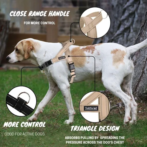 Miniatura 5 de Arnés para perro sin tirones con asa, clip trasero y delantero, ajustable, fácil de poner y quitar, reflectante, ligero y acolchado de malla, sin