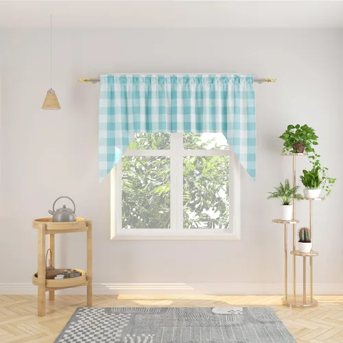 Miniatura 121 de Cenefas de cortina para ventana de 16 pulgadas de largo, 2 paneles de cuadros búfalo, cortinas pequeñas con bolsillo para barra, estilo clásico
