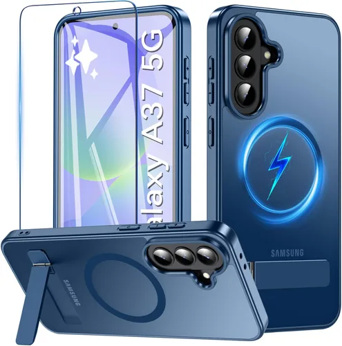 Miniatura 9 de OWKEY Funda para Samsung Galaxy A37/A36 Bark Phone Pro 5G con soporte, magnética, a prueba de golpes, para Magsafe translúcida mate, transparente