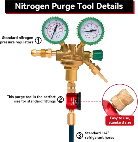 Miniatura 6 de Herramienta de purga de nitrógeno, Herramienta reguladora de purga de nitrógeno HVAC, Reguladores de nitrógeno