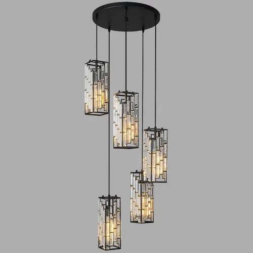 Iluminación colgante color negro, lámpara colgante moderna, mini candelabros de cristal, lámpara colgante ajustable para cocina, isla, comedor,