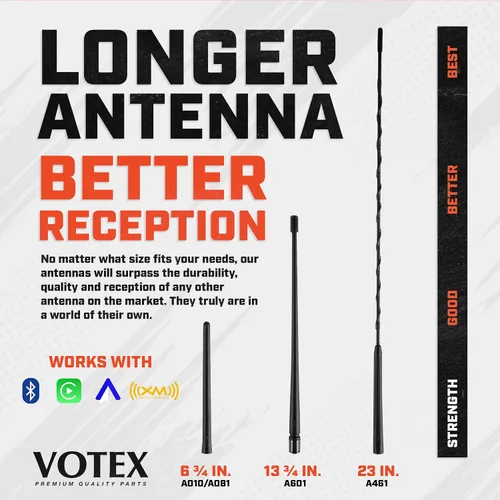 Miniatura 8 de Votex - Antena corta de goma para Ford Bronco (2021-2026) - Roscado de acero inoxidable de EE. UU. - Los accesorios originales de 6 3/4 pulgadas - A