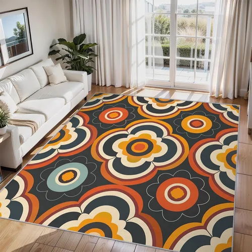 Miniatura 12 de 2x3 Mid Century Modern Throw Rugs for Entryway, Washable Watercolor Geometric Pattern Indoor Door Mat, Bedroom Kitchen Entrance, Non Slip Soft Thin