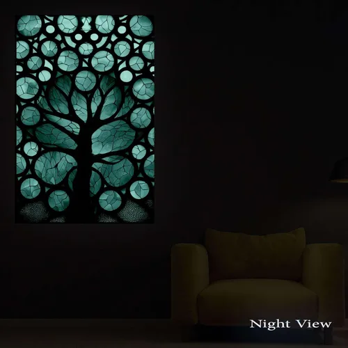 Miniatura 4 de Startonight Lienzo decorativo abstracto para pared, pintura del árbol de la vida amarillo, impresión grande estirada, moderna para dormitorio o sala