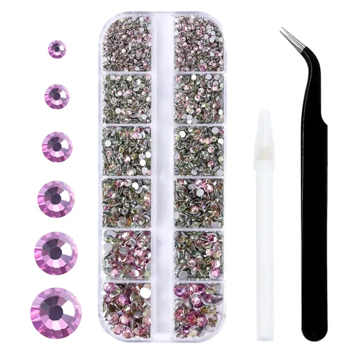 Miniatura 26 de 3792 diamantes de imitación con parte trasera plana para manualidades, piedras preciosas de cristal para uñas, diamantes de imitación brillantes