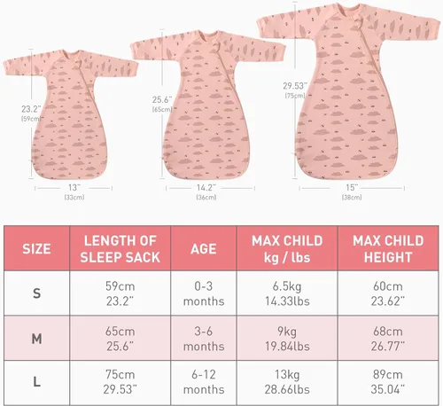 Miniatura 7 de Saco de dormir de algodón orgánico para recién nacido, saco de dormir de transición para bebé, mangas arriba, puños de manopla, paquete de 2