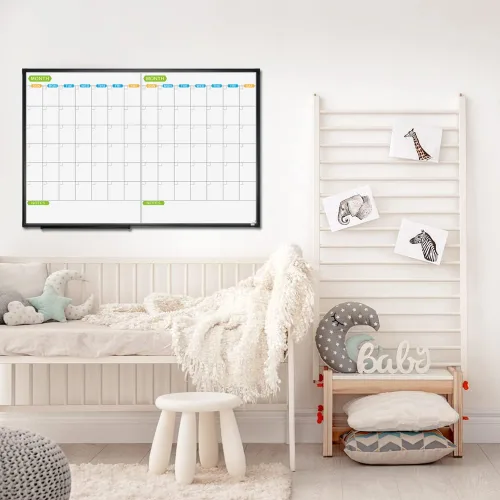 Miniatura 5 de JILoffice Calendario de Pizarra Blanca Magnética de Borrado en Seco, Planificador de Pizarra Blanca de 2 Meses 36 X 24 Pulgadas, Tablero con Marco