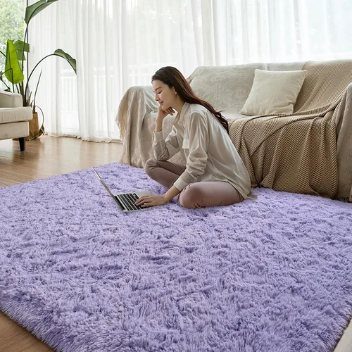 Miniatura 7 de Alfombras de pasillo color lavanda para dormitorio, sala de estar, 2 x 6 pies, alfombras de noche esponjosas, alfombra suave y lanuda para A-Violeta