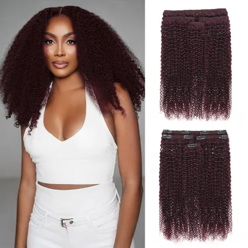 Miniatura 14 de 4 piezas de extensiones de cabello rizado afro con clip, 12 pulgadas 60g negro natural, encaje invisible sin costuras y espesor, 4B 4C clip