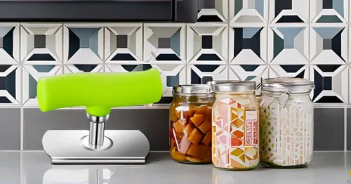 Miniatura 5 de Abridor de tarros para manos débiles, abridor de tarros para personas mayores, abridor de tapa giratoria de acero inoxidable, accesorios de cocina