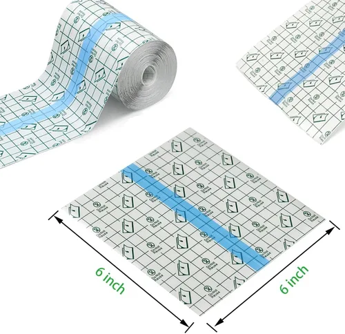 Miniatura 8 de 50 piezas de vendajes adhesivos elásticos impermeables de 6 x 6 pulgadas, película transparente para cuidado posterior de tatuajes y reparación
