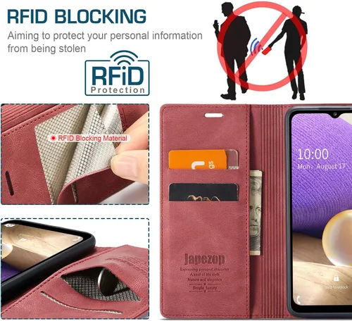 Miniatura 2 de Funda tipo cartera para Samsung Galaxy A32 5G/M32 5G con bloqueo RFID, tarjetero y función atril magnético, de piel con tapa para Samsung Galaxy A32