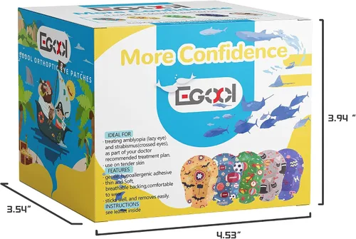 Miniatura 6 de Parches adhesivos para los ojos para niños, diseño genial para niños, 45 + 5 bonos por caja, tamaño regular, material transpirable, patrón colorido