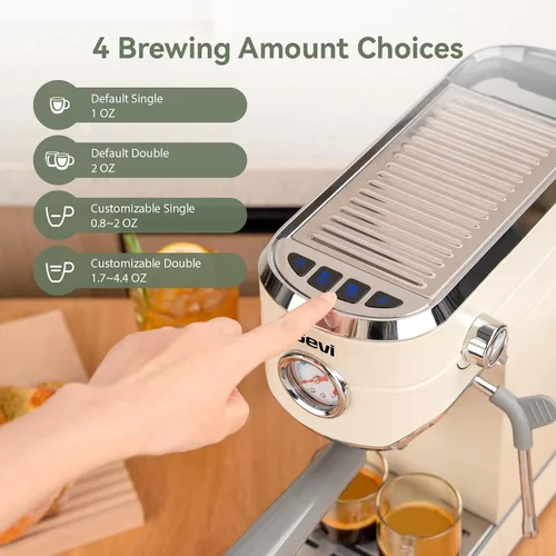 Miniatura 4 de Máquina de Espresso Gevi 20 Bar con Molinillo, Juego de Cafetera Espresso Profesional con 35 Configuraciones de Molienda Precisas, Máquinas