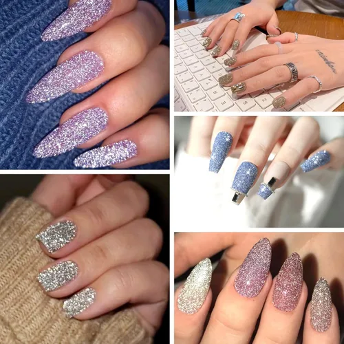 Miniatura 6 de Juego de polvo reflectante con purpurina, 8 colores de diamantes, polvo brillante, azúcar, pigmento de inmersión de uñas, suministros de uñas