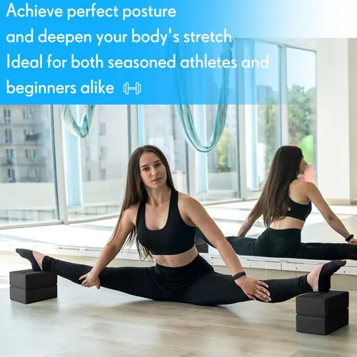 Miniatura 6 de RoundFunny Paquete de 4 bloques de yoga antideslizantes para pilates, bloques de espuma de ladrillo para pilates, danza, gimnasia, entrenamiento
