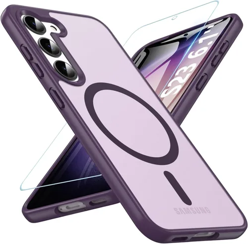 Miniatura 23 de OWKEY Funda magnética para Samsung Galaxy S23 de 6.1 pulgadas, para Magsafe con protector de pantalla, protección de grado militar, a prueba