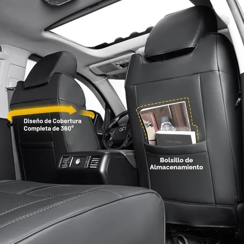 Miniatura 8 de Super Cover - Fundas de asiento delantero para Toyota Tundra 2014-2021 (solo asientos de cubo), protectores de asiento delantero de cuero