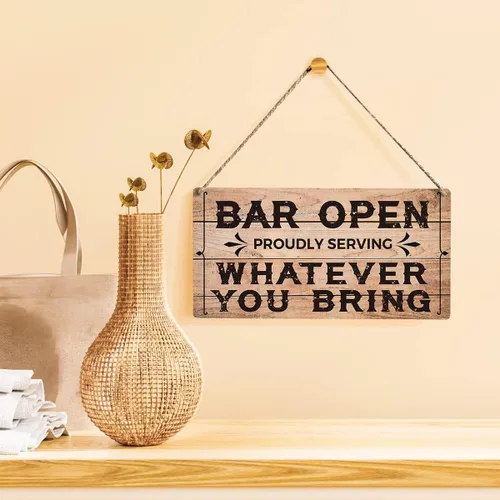 Miniatura 2 de Qious - Letrero de madera colgante para bar, regalo, decoración rústica de pared, placa de arte para casa de campo, decoración para el hogar, 12 x 6