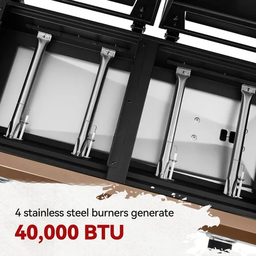 Miniatura 5 de GD4001TB Combo de parrilla y plancha de propano, 4 quemadores, parrilla de gas portátil para patio trasero o cocina al aire libre, 40000 BTU