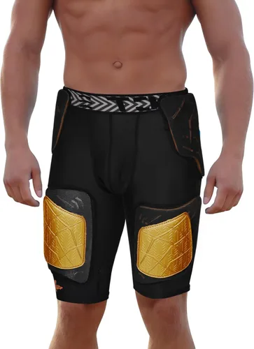 Miniatura 8 de Exxact Sports Gladiator - Faja de fútbol para adultos de 5 almohadillas para hombres con cadera, muslos, almohadillas para coxis, pantalones cortos