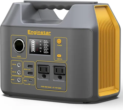 Miniatura 8 de EnginStar Estación de energía portátil de 300 W 296 Wh con salida de CA de onda sinusoidal pura de 110 V para acampar al aire libre, caza