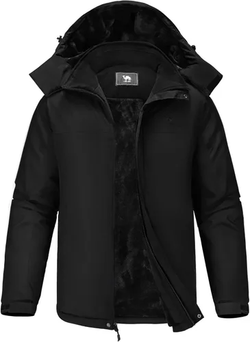 CAMEL CROWN Chaqueta de Esquí de Invierno para Hombre Abrigos de Nieve de Montaña Impermeable Capucha Desmontable Resistente al Viento Chaquetas de