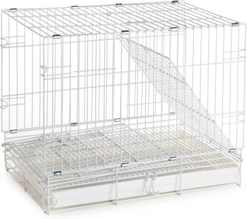 Miniatura 5 de Durable fácil portátil de metal de viaje o veterinario plegable loros aves jaula a prueba de mordeduras con comederos de acero inoxidable soporte