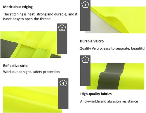 Miniatura 3 de Anlising 4 chalecos de seguridad de alta visibilidad, chalecos de seguridad Hi Vis con 2 rayas reflectantes, chaleco reflectante para trabajo