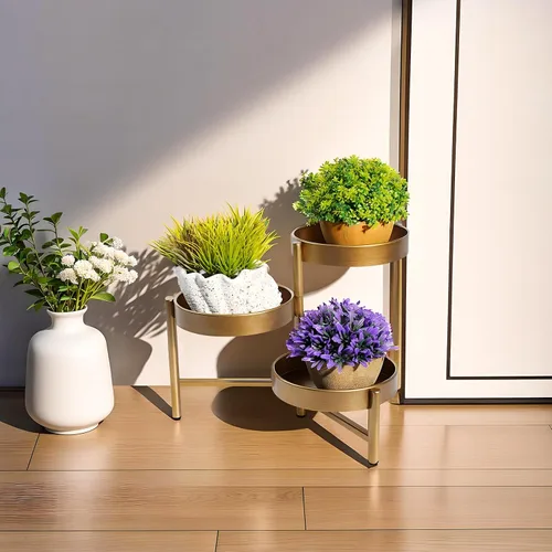 Miniatura 7 de Harvest Land - Soporte para plantas de 3 niveles para interiores, estante de flores de metal, soporte de mesa para jardín, balcón, sala de estar