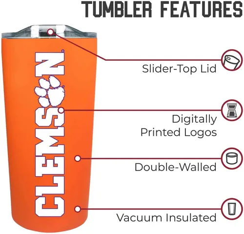Miniatura 5 de Campus Colors Clemson Tigers NCAA - Vaso de acero inoxidable de 18 onzas con aislamiento de doble pared, con licencia oficial Naranja