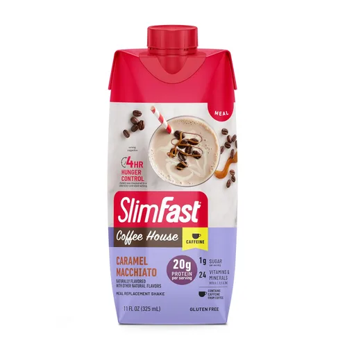 Miniatura 7 de SlimFast Batido de Proteína con Cafeína, Caramel Macchiato - 20g de Proteína, Batidos de Reemplazo de Comida, Alto en Proteína con Bajo