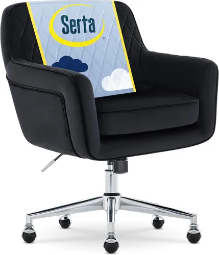 Miniatura 15 de Serta Ashleigh - Silla de oficina moderna, diseño acolchado de diamante, cojín de asiento de bobina de bolsillo, elegante sillón decorativo de Cuero