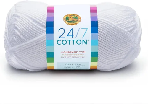 Miniatura 98 de Lion Brand Yarn, Hilo ligero mercerizado de algodón 24/7 para tejer, ganchillo y manualidades, Almirante, 1 paquete, 185 yardas de fibra natural