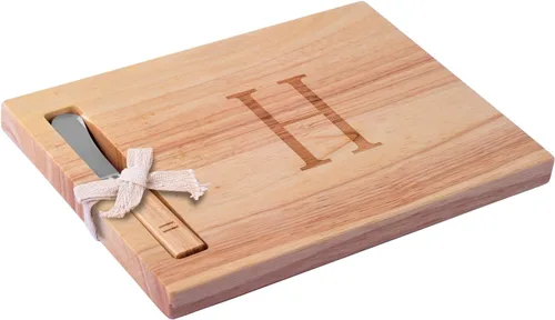 Miniatura 17 de Miicol Tabla de madera para charcutería, tabla de queso con monograma de 10 pulgadas, tabla de cortar inicial personalizada con esparcidor, regalo