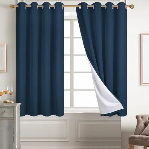 Miniatura 102 de Diraysid Cortinas 100% opacas de lino beige para dormitorio, con ojales, aislamiento térmico, cortinas de oscurecimiento de habitación