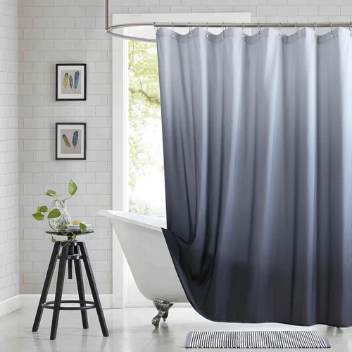 Miniatura 21 de Cortina de ducha gris, cortinas de ducha de tela de microfibra gris degradado para baño, cortinas de baño modernas impermeables, 72 pulgadas