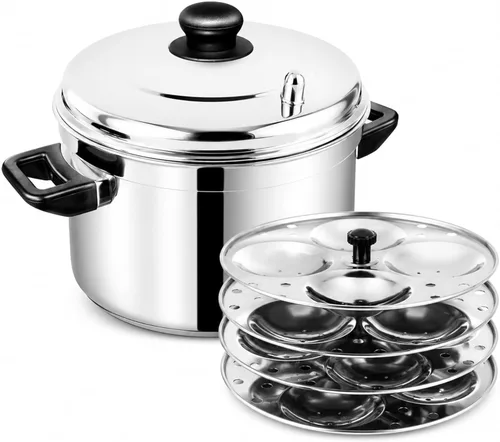 Miniatura 5 de Vinod Soporte Idli de acero inoxidable adecuado para cocina india - Soporte de 3 niveles - Hace hasta 12 Idlis - Resistente al polvo - Platos