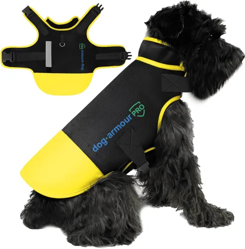 Chaleco de protección para perros contra ataques, chaleco antimordeduras y antipenetración para coyotes, perros agresivos y aves de presa, Amarillo