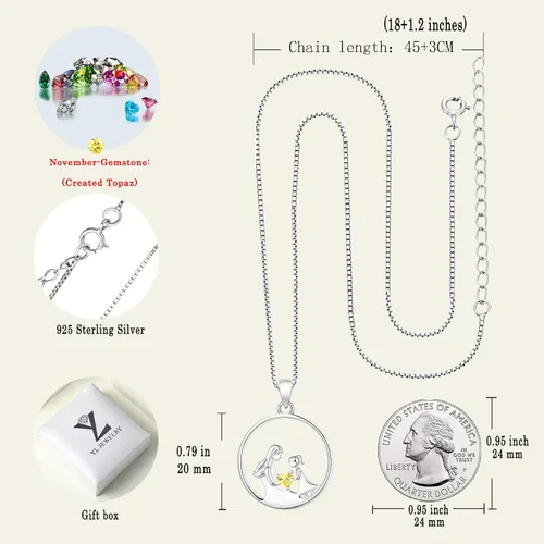 Miniatura 6 de YL Collar con colgante de corazón de plata de ley para madre e hijohija, regalo para mamás