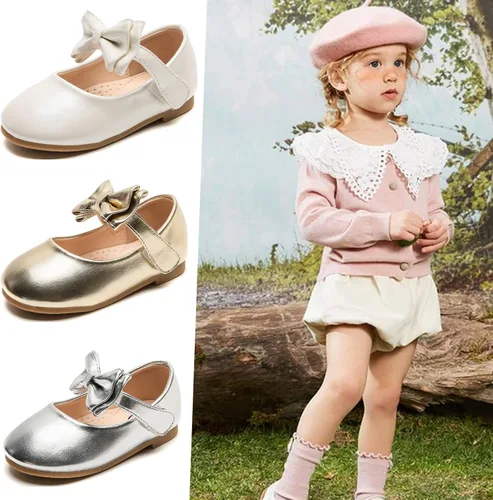 Miniatura 2 de DADAWEN Zapatos de vestir Mary Jane para niñas, con lazo frontal, bailarina, zapatos planos de princesa, boda, fiesta, escuela