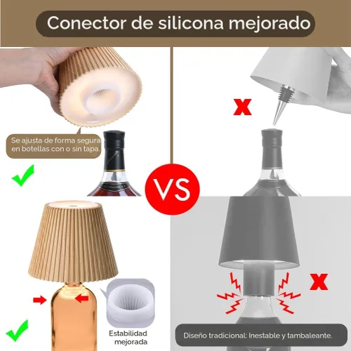 Miniatura 2 de WILIT Lámparas inalámbricas con pantalla de botella para lámparas de mesa, luces de barra de 3 niveles de brillo para bar de casa, lámpara